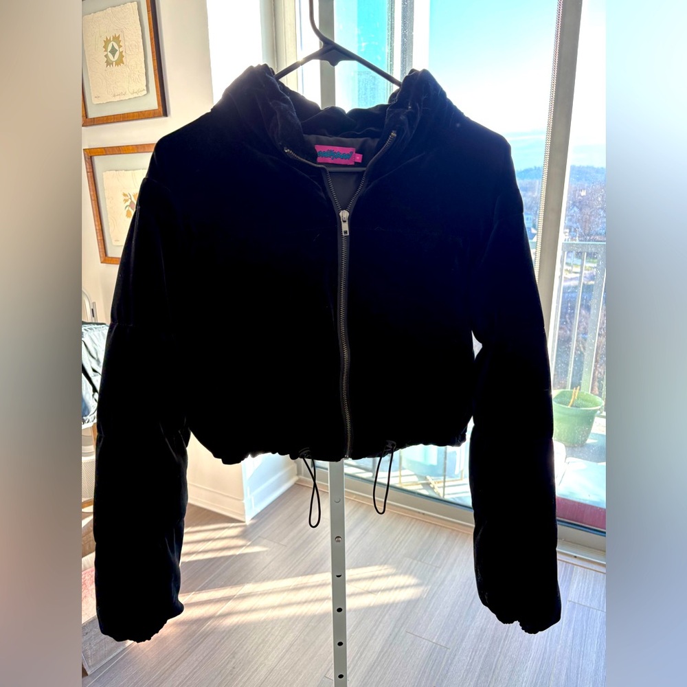 Black Velvet Puffer Jacket